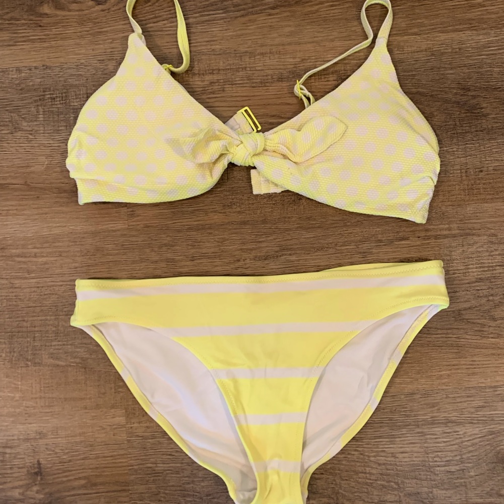 Aerie Bikini | Neon Yellow & White | Gently Used | Size M